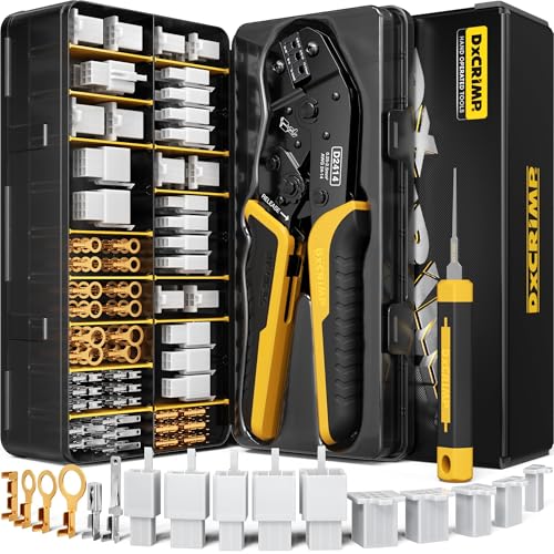2.8 mm Automotive Connector Crimping Tool Kit, 2/3/4/6/9-Pin Male & Female Plugs, Ratcheting Crimper 24–14 AWG, Extractor Tools, Ring Terminals for Auto & Marine Harness Build & Repair - size: 16-Type Automotive Crimping Kit
