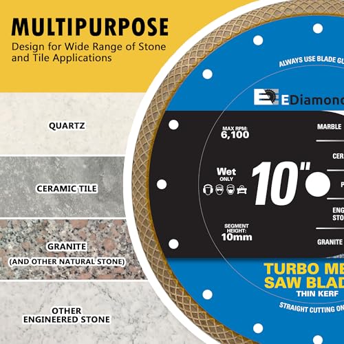 10" Turbo Mesh Saw Blades for Porcelain, Ceramic Tile and Stone, 1 PC - size: 10 Inch