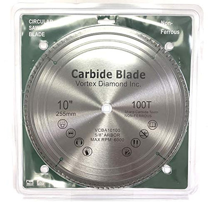 VORTEX DIAMOND 10 Inch 100 Teeth Aluminum Non-Ferrous Metal Circular Saw Blade with 5/8" Arbor (10 Inch 100 Teeth)