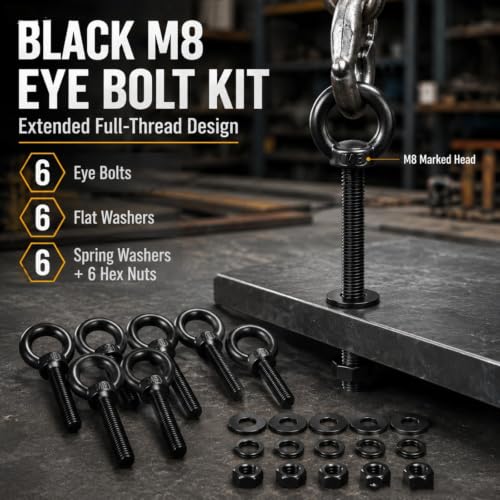 Antrader Lifting Shoulder Eye Bolts,M8 x 80mm,Stainless Steel,Black,6 Sets - size: M8 x 80mm