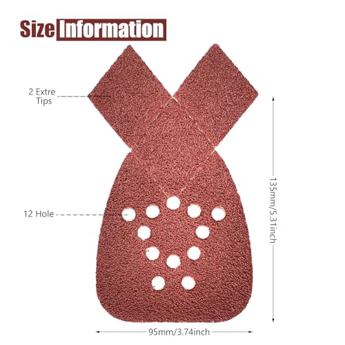 50PCS Mouse Sander Sandpaper with Extra 2 Tips for Replacement Detail Sander Sanding Pads 12 Holes Hook and Loop Black and Decker Mouse Sander Pads - style: 40Grits