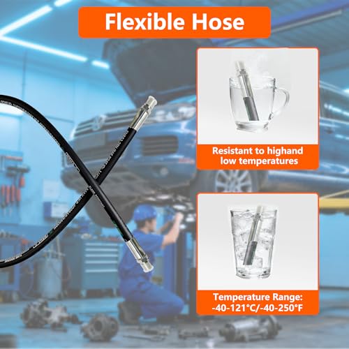 LingCheng 15611-04-04-12 Hydraulic Hose 1/4" Hydraulic Hose with Male NPT X Male NPT, 12" Long, 5800 PSI - size: 15611-04-04-12-lc