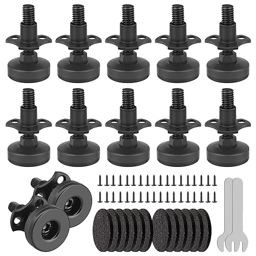 3/8”-16 Thread Adjustable Leveling Feet Furniture Levelers, Heavy Duty Leg Levelers Furniture Legs for Table/Cabinet/Chair/Sofa/Workbench-Large Base Supports 3960LBs, 12 Pack - color: 12 Pack
