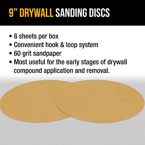 Dura-Gold Premium 9" Drywall Sanding Discs, 60 Grit, Box of 10, Hook & Loop - size: 60-Grit