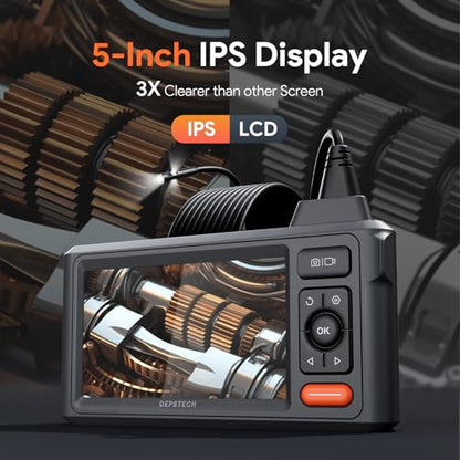 DEPSTECH 50FT Endoscope Camera, 5" IPS Screen Triple Lens Inspection Camera