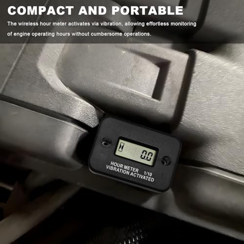 Vibration Hour Meter, Waterproof Digital LCD Hour Gauge Maintenance Reminder, Tiny Vibration Activated Time Counter for Motorcycle Generator Compressor, Motorcycle Accessories