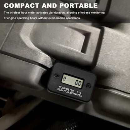 Vibration Hour Meter, Waterproof Digital LCD Hour Gauge Maintenance Reminder, Tiny Vibration Activated Time Counter for Motorcycle Generator Compressor, Motorcycle Accessories