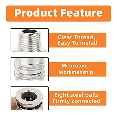 GASHER 2PCS 1/2-Inch Male Industrial Coupler, 1/2 Basic Flow Quick Connect Air Coupler - size: 1/2" MNPT x 1/2" Flow