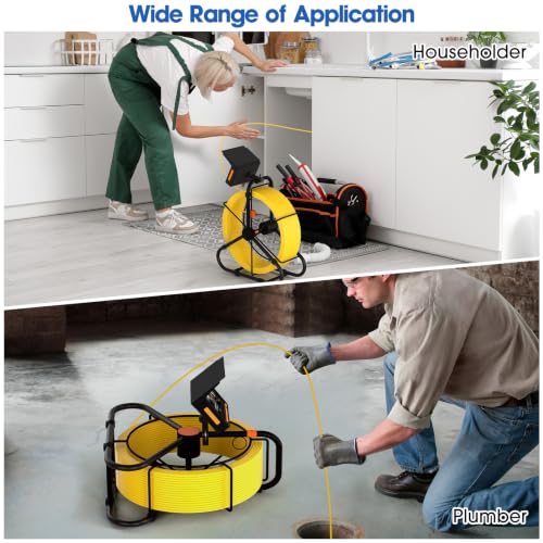 Drain Sewer Camera 100FT,1080P 32GB DVR,Waterproof IP68,JQKJCAM 23MM Plumbing Sewer Inspection Camera Snake w/12 Brighter Lights,4.3'' 360°Rotate Screen,Meter Mark,Portable for Pipe Sewer line Scope - size: 30 m, style: 23 mm 4.3DVR