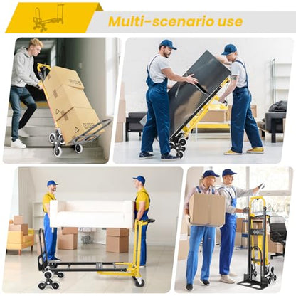 4-in-1 Stair Climbing Cart/Hand TruckDolly,Convertible Platform Cart Yellow - color: Yellow
