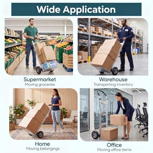 Goplus Heavy-Duty Folding Hand Truck, 600 LBS Aluminum Dolly Cart