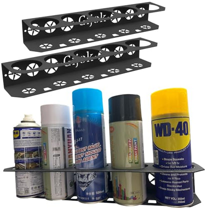 2 Pack Five Cans Wall-Mounted Steel Aerosol Spray Can Holder, Black - style: 2-Black