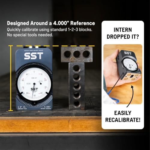SST Z-Block Precision Height Presetter, 4.000" Reference Height Gauge for CNC Mills & Manual Machines, Oversized 1.5" Contact Pad, Magnetic Base Setup Block for Accurate Tool Height Setting