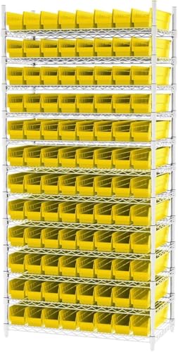 Akro-Mils 30128 Heavy Duty Plastic Shelf Bins, 18"x 4"x 4", Yellow, 12-Pack - color: Yellow