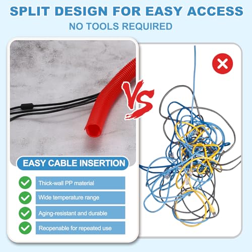 MECCANIXITY Plastic Split Wire Loom Tubing 3/4"(20mm) ID 20FT(6m), White - color: White, size: 3/4"(20mm) ID x 20FT(6m)