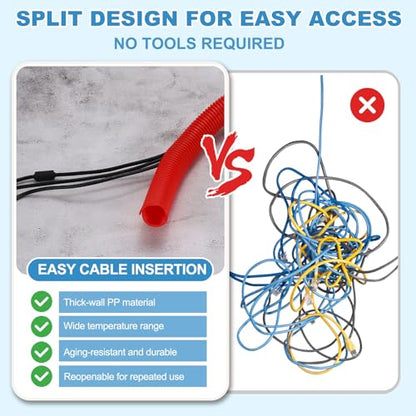 MECCANIXITY Plastic Split Wire Loom Tubing 3/4"(20mm) ID 20FT(6m), White - color: White, size: 3/4"(20mm) ID x 20FT(6m)