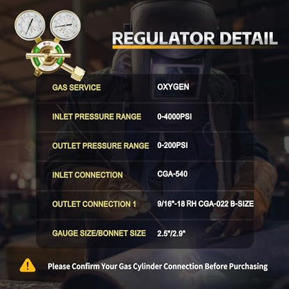 CDL LX75 Heavy Duty Oxygen Regulator CGA540,Forged Brass - size: Heavy Duty, style: Oxygen