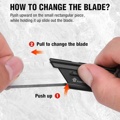 WORKPRO EDC Folding Utility Knife, Mini Box Cutter with Quick Open Axis Lock, Quick Change Blade Razor Knife, Foldable Small Pocket Knife with Belt Clip, 1 Pack with 10 Extra Blades - color: Camo