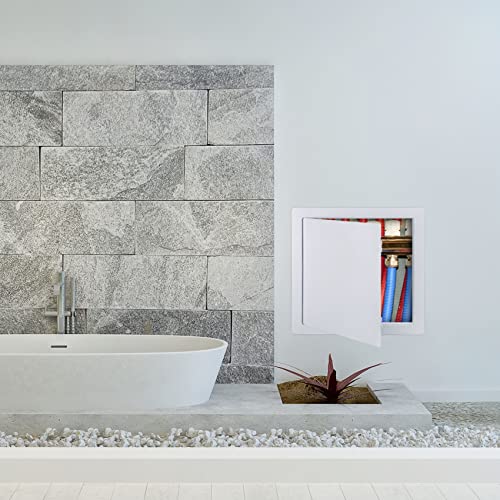 Suteck Plastic Access Panel for Drywall Ceiling 10 x 10 Inch Reinforced Plumbing Wall Access Doors Removable Hinged White - size: 10 x 10 inch
