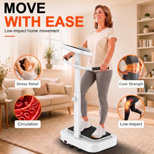 Vibration Plate with Handles for Lymphatic Drainage,Low-Impact Workouts - color: white