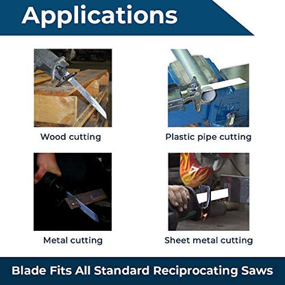 Benchmark Abrasives 3-1/2" Bi-Metal Reciprocating Air Saw Blades Set for Fast & Accurate Cutting of Wood, Metal, PVC, Plastic, Rubber (24TPI) - 5 Pack - style: 24 TPI