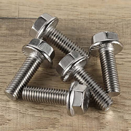 3/8-16 x 1 Flange Hex Head Bolts, Stainless Steel 304, Fully Threaded, 25 PCS - color: Silver, size: 3/8-16 x 1"