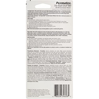Permatex 34628 Right Stuff 90 Minute Red High Temperature Gasket Maker, 3 oz - size: 3 Fl Oz., style: 90 Minute
