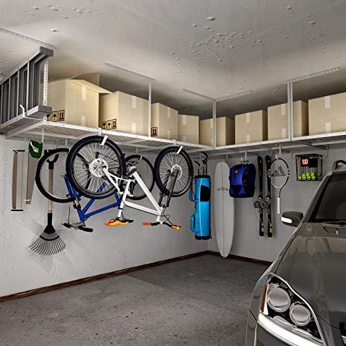 FLEXIMOUNTS 4x8 Overhead Garage Ceiling Storage Rack, 2 Pack, White - color: White, size: 4x8 ft
