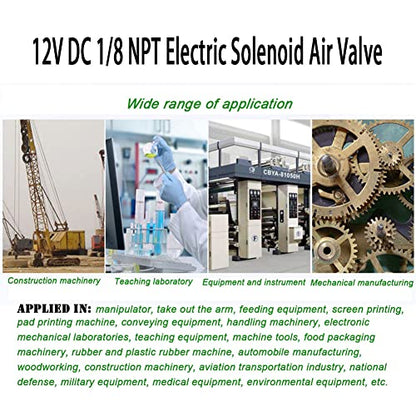 AOPANDA 1/8NPT DC 12V 2 Way Normally Closed Electric Solenoid Air Valve - size: 1/8NPT 12V, style: 12v