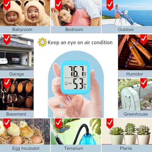Antonki 2 Pack Room Thermometer Indoor Hygrometer - color: 2 Pcs* Clear Blue