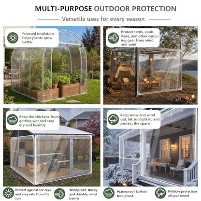 LC&QS Clear Tarp 8x16ft Clear Tarps Heavy Duty Water Resistant,14Mil Thickened Transparent Tear Resistant PVC Vinyl Tarpaulin Enclosurewith Grommets and Reinforced Edges for Patio,Porch and Outdoor - size: 8' x16'（2.4x4.8m）