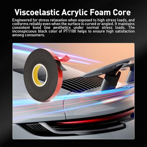 3M Automotive Acrylic Plus Tape, 0.55" x 18Ft, PT1100, Dark Gray - size: 0.55" x 18Ft