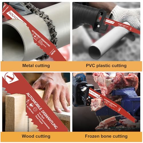 25 Pack 12 Inch 4/6 Tpi Reciprocating Saw Blades Bi-Metal with Perma-Shield Coating Stud and Nail Saw-zall Blades Saw-zall Blades for Cutting Embedded Wood Metals PVC Pallets etc - size: 4/6 Tpi