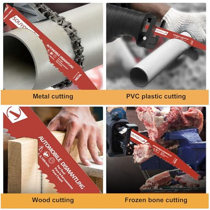 25 Pack 12 Inch 4/6 Tpi Reciprocating Saw Blades Bi-Metal with Perma-Shield Coating Stud and Nail Saw-zall Blades Saw-zall Blades for Cutting Embedded Wood Metals PVC Pallets etc - size: 4/6 Tpi