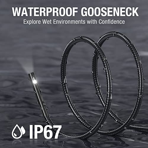 Dual Lens Endoscope with 5" Monitor, Teslong NTS500 Industrial Waterproof Borescope Inspection Camera with 0.21in Front & Side-View Double Lens with 9.8FT Probe, 5-Inch IPS LCD Screen & Case