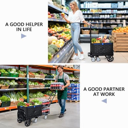 KEDSUM 4-in-1 Convertible Dolly Cart with Crate600LB Heavy Duty Hand Truck