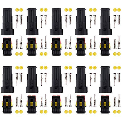 MUYI 10 Kits 2 Pin Way Electrical Connectors for 20-16 AWG Wire Cable 10A - style: 2pin connector(10 sets)