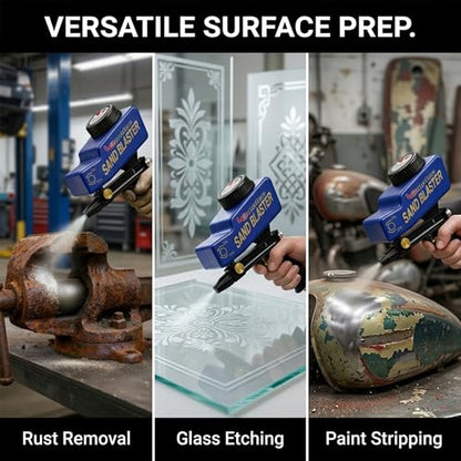 LE LEMATEC Sand Blaster Gun Kit for Air Compressor, Pistola de Arena - style: Ceramic Nozzle Blue