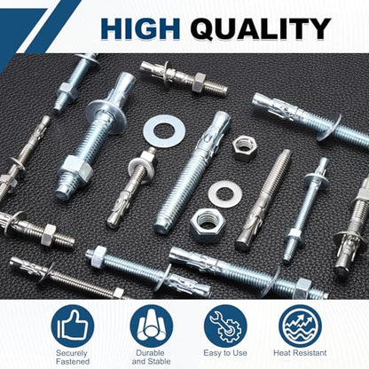 3/8" x4-1/2 Wedge Bolt 5 Pack Carbon Steel Zinc Plated - size: 3/8"x4-1/2"