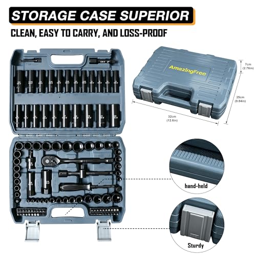 110-Piece Metric 3/8" Drive Impact Socket Set and SAE CR-V Sockets