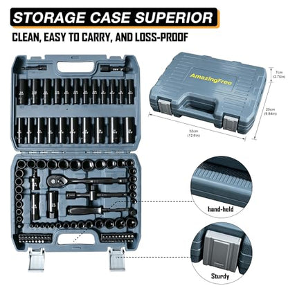 110-Piece Metric 3/8" Drive Impact Socket Set and SAE CR-V Sockets