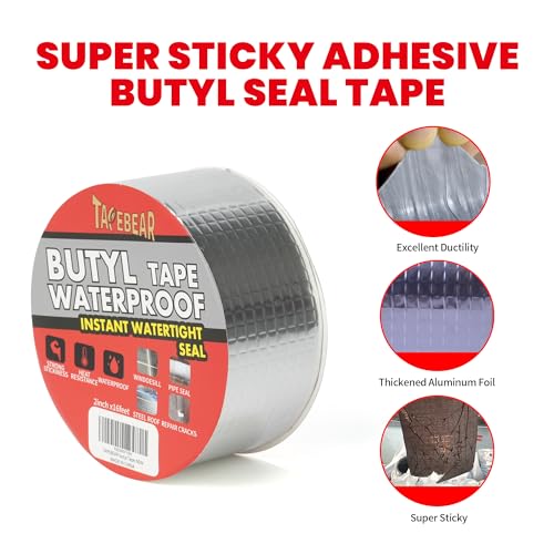 TAPEBEAR Butyl Tape Waterproof Sealing Tape 2inch x16feet Roof Leak Patch - size: 2inch x16.4feet