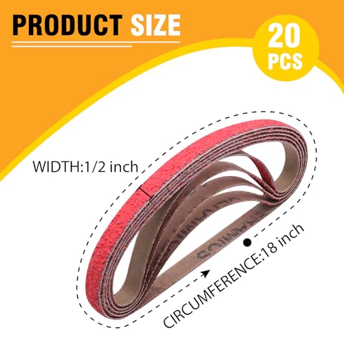 Taokyid 1/2 X 18 Inch Sanding Belts, 40 Grit, 20 Pack - color: 40 Grit (20 pack)