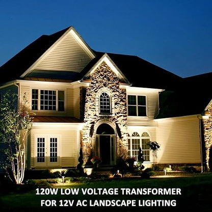 120W Low Voltage Transformer Photocell Timer 12V AC