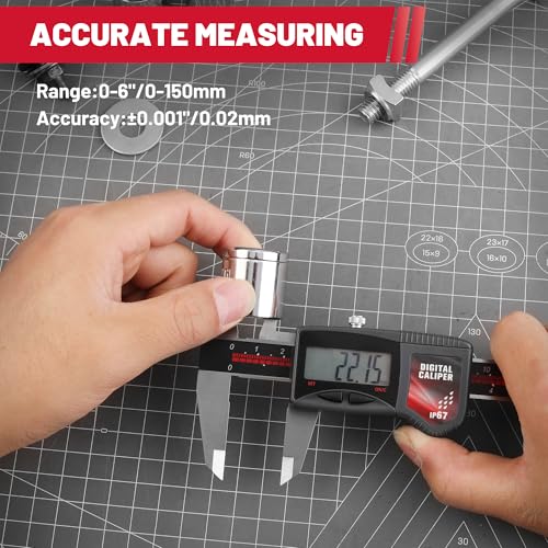 IP67 Digital Caliper 0-6" Range Electronic Measuring Tool