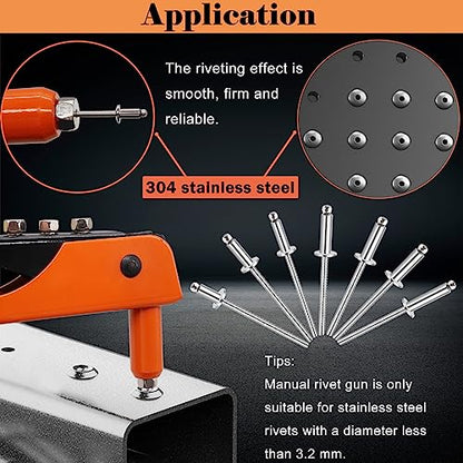 100pcs 1/8 x 1/2 inch 304 Stainless Steel Pop Rivets, 3.2 x 12.7mm Blind Rivets for DIY/Automotive Repairs/Furniture - size: 1/8" x 1/2", style: 304 Stainless Steel