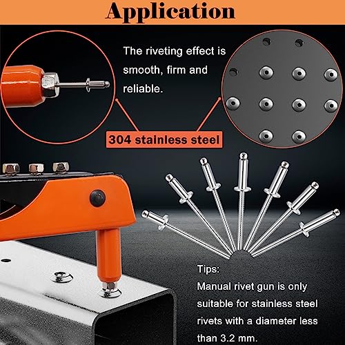 70pcs 3/16 x 1/2 inch 304 Stainless Steel Pop Rivets, 4.8 x 12.7mm Blind Rivets for DIY/Automotive Repairs/Furniture - size: 3/16" x 1/2", style: 304 Stainless Steel