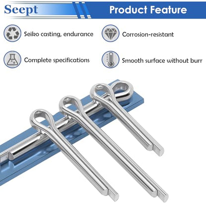 120Pcs Cotter Pins 304 Stainless Steel Cotter Pins Assortment Kit Tractor Pin Used for Hitch Pin Lock System, Trucks, Engine Repair in Towing Hitch Clips & Pins - size: 120Pcs 6-sizes
