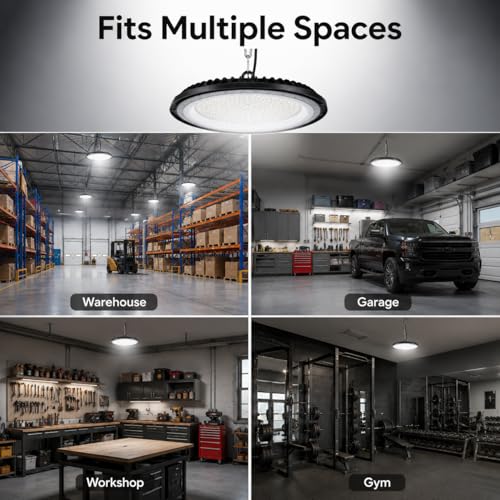 200W UFO LED High Bay Light for Workshop, 2-Pack