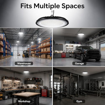 200W UFO LED High Bay Light for Workshop, 2-Pack